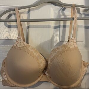 Body by Victoria tan bra with lace, floral details! Size 36D!